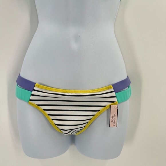 Victoria's Secret 32C/S Hottie Itsy Bikini Set Stripe Push-Up Neon Colorblock - Picture 13 of 15